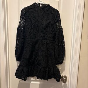 Aqua Black Lace Mini Dress